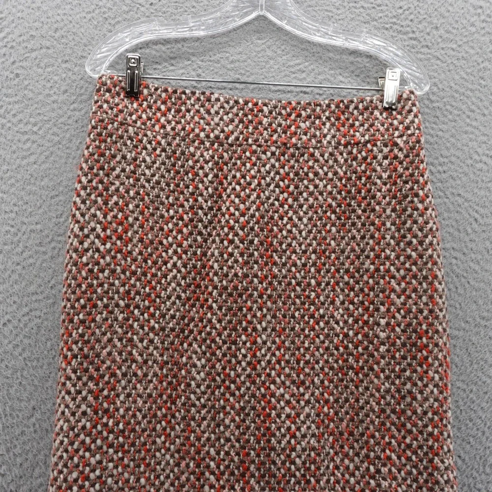 J Crew Wool Blend Tweed Pencil‎ Skirt Size 4 Brown Pink Womens Preppy Career